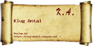 Klug Antal névjegykártya